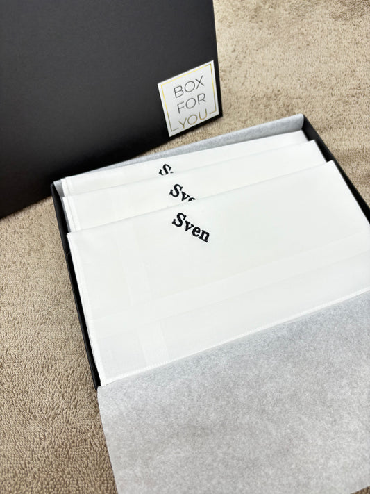 Gepersonaliseerde Zakdoeken  set van 3 met Borduring